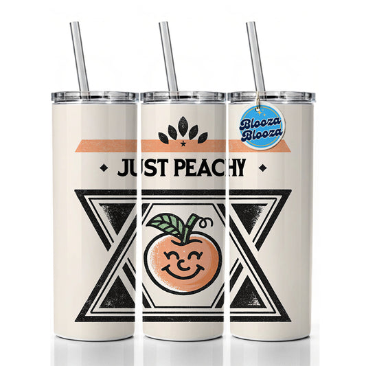 Just Peachy Skinny Tumbler 20oz with Straw Insulated Water Bottle Gift