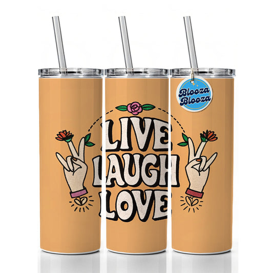 Live Laugh Love Skinny Tumbler 20oz with Straw Insulated Water Bottle Gift