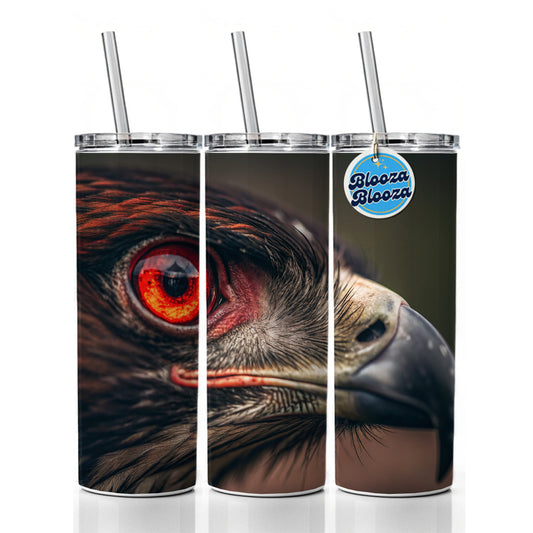 Red Eyes Hawk Bird Skinny Tumbler 20oz with Straw Insulated Water Bottle Gift