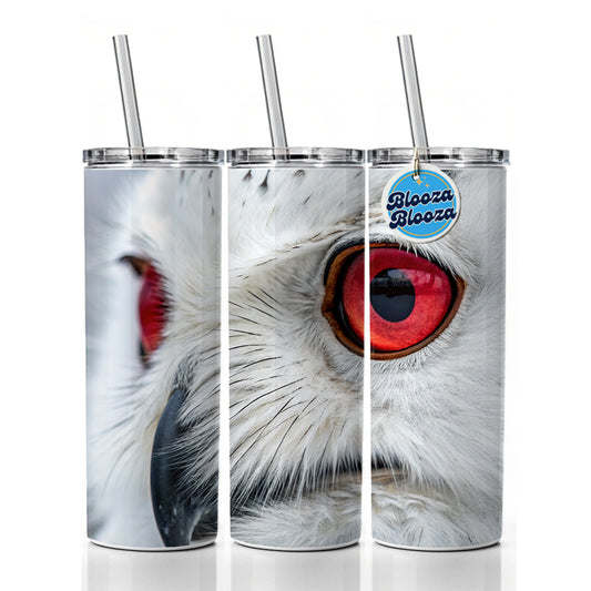 Red Eyes Owl Bird Skinny Tumbler 20oz with Straw Insulated Water Bottle Gift