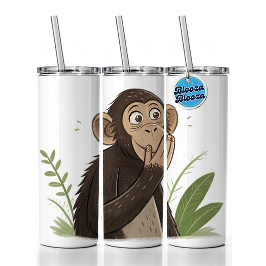 Speak No Evil Monkey Funny Skinny Tumbler 20oz with Straw Insulated Water Bottle Gift