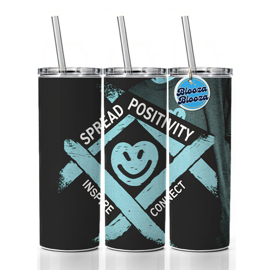 Spread Positivity Inspire Connect Skinny Tumbler 20oz with Straw Insulated Water Bottle Gift