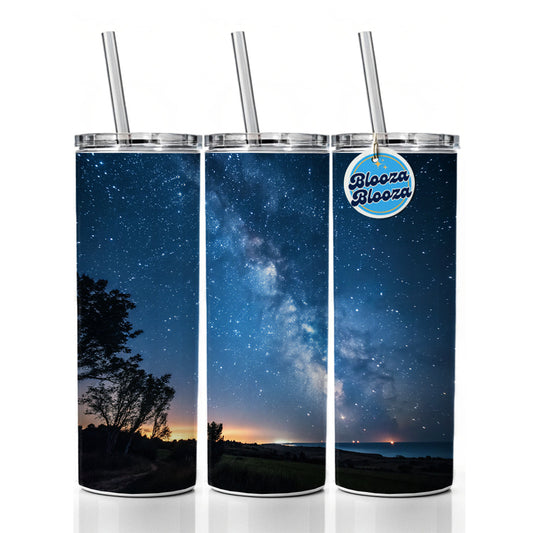 Stars At Night Sky Skinny Tumbler 20oz with Straw Insulated Water Bottle Gift