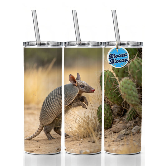 Armadillo In Desert Skinny Tumbler 20oz with Straw Insulated Water Bottle Gift