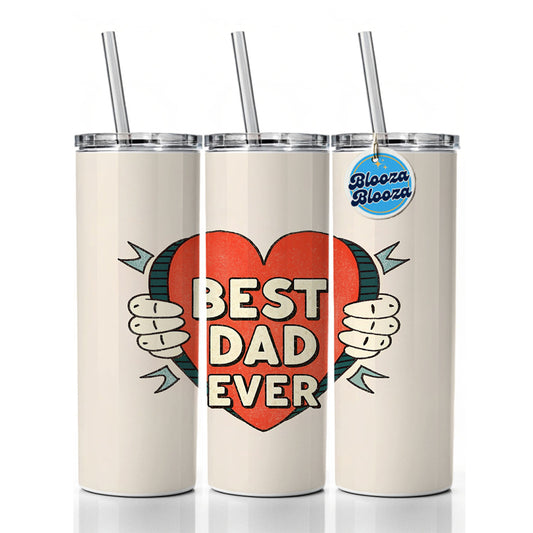 Best Dad Ever Skinny Tumbler 20oz with Straw Insulated Water Bottle Gift