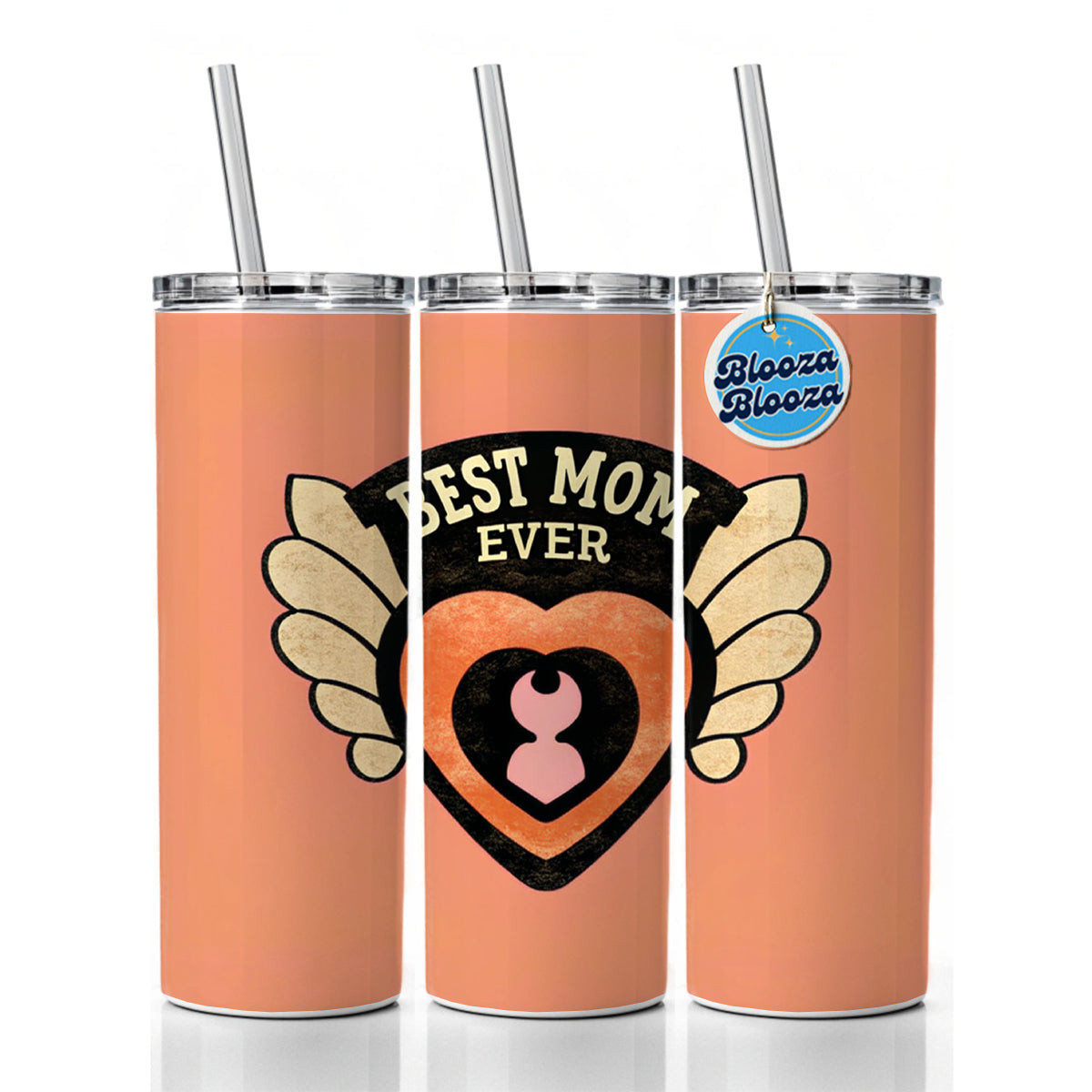 Best Mom Ever Skinny Tumbler 20oz with Straw Insulated Water Bottle Gift