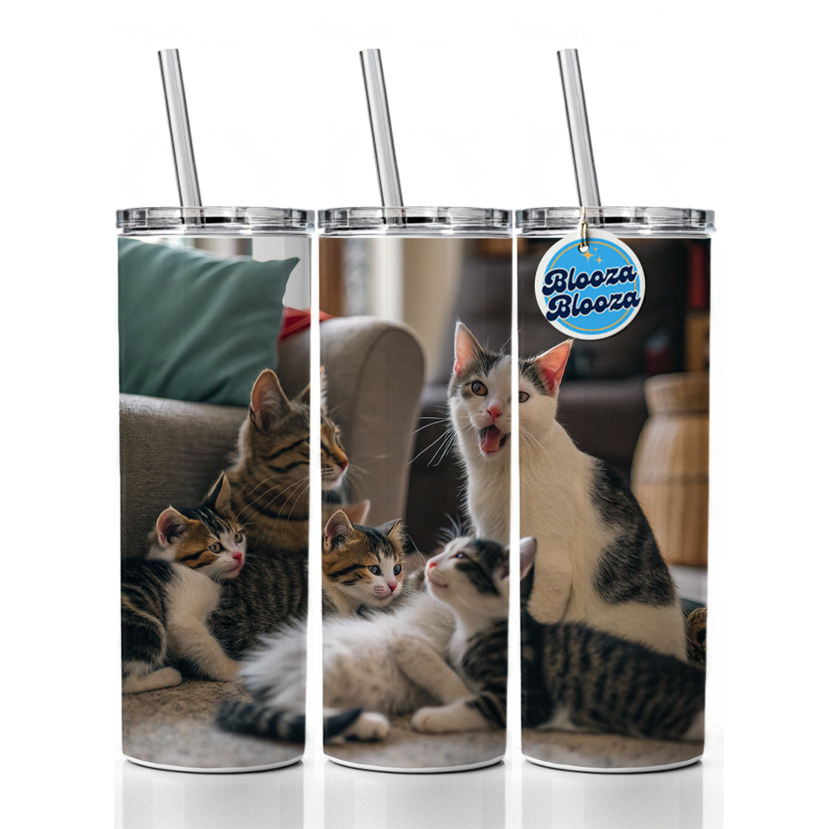 Bunch Of Cats Skinny Tumbler 20oz with Straw Insulated Water Bottle Gift