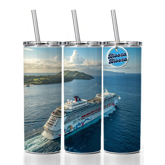 Cruise Ship Sailing Ocean Travel Skinny Tumbler 20oz with Straw Insulated Water Bottle Gift