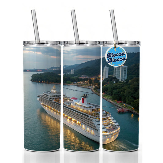 Cruise Ship Travel Vacation Skinny Tumbler 20oz with Straw Insulated Water Bottle Gift