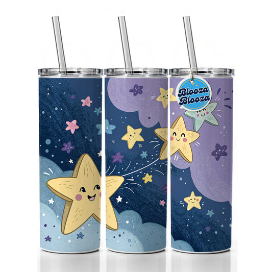 Kawaii Stars In Space Skinny Tumbler 20oz with Straw Insulated Water Bottle Gift