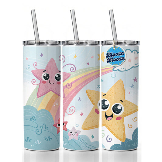 Kawaii Stars Skinny Tumbler 20oz with Straw Insulated Water Bottle Gift
