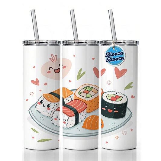 Kawaii Sushi Skinny Tumbler 20oz with Straw Insulated Water Bottle Gift
