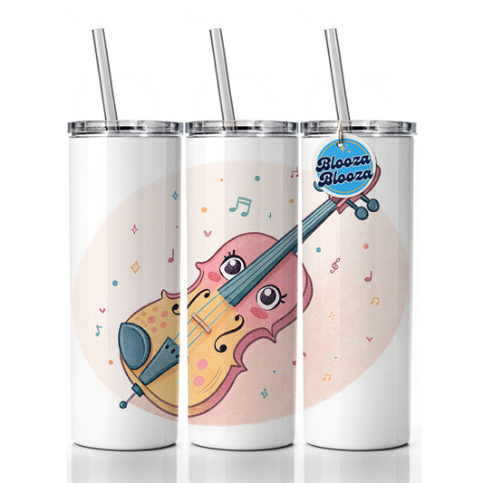 Kawaii Violin Music Skinny Tumbler 20oz with Straw Insulated Water Bottle Gift