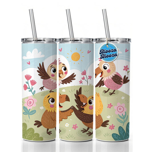 Kawaii Vultures Birds Skinny Tumbler 20oz with Straw Insulated Water Bottle Gift