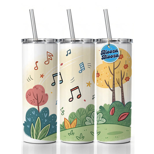 Music Notes Musical Musician Skinny Tumbler 20oz with Straw Insulated Water Bottle Gift