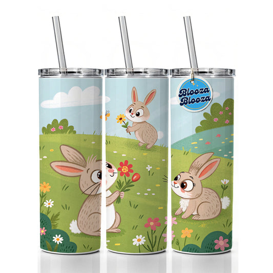Scattered Cute Rabbits Bunnies Easter Skinny Tumbler 20oz with Straw Insulated Water Bottle Gift