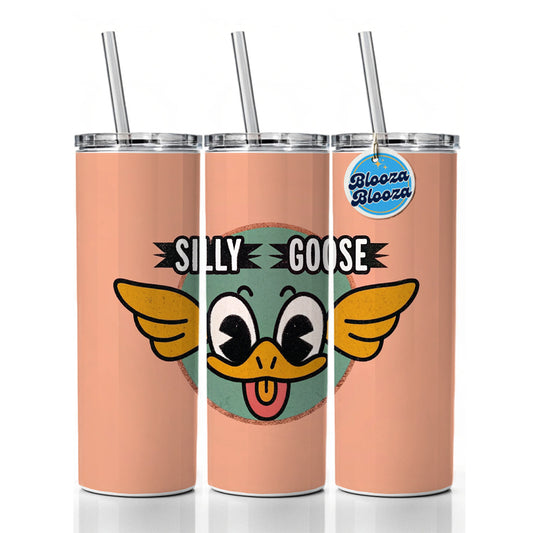 Silly Goose Cute Skinny Tumbler 20oz with Straw Insulated Water Bottle Gift