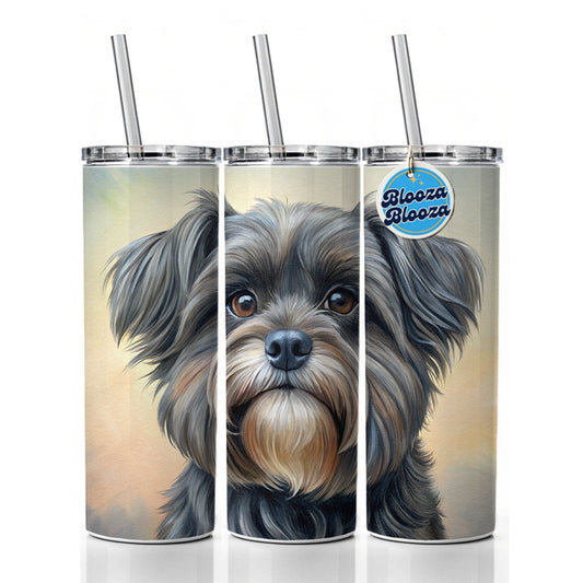 Affenpinscher Dog Illustration Skinny Tumbler 20oz with Straw Insulated Water Bottle Gift
