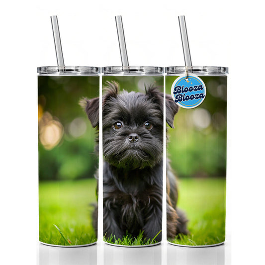 Affenpinscher Dog Puppy Photo Skinny Tumbler 20oz with Straw Insulated Water Bottle Gift