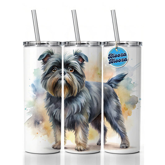 Affenpinscher Dog Watercolor Style Skinny Tumbler 20oz with Straw Insulated Water Bottle Gift