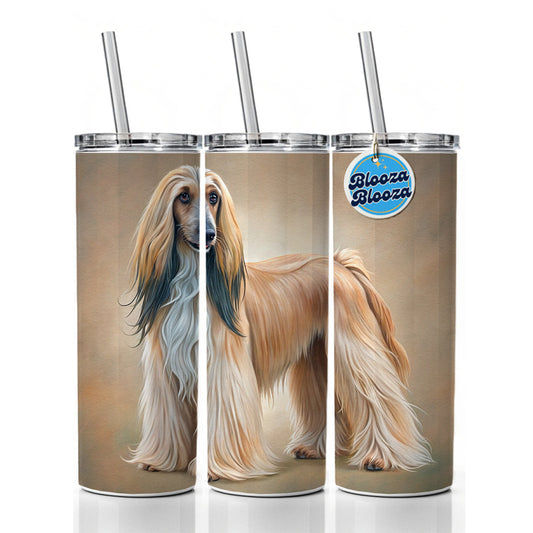 Afghan Hound Dog Illustration Skinny Tumbler 20oz with Straw Insulated Water Bottle Gift