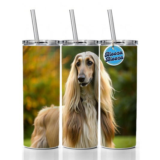 Afghan Hound Dog Photo Skinny Tumbler 20oz with Straw Insulated Water Bottle Gift