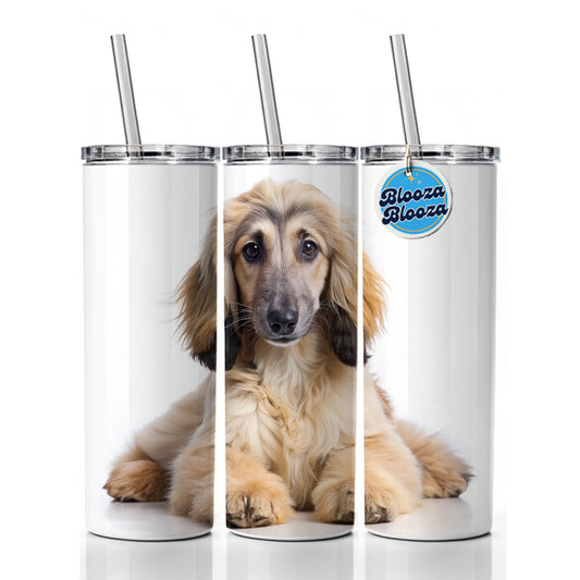 Afghan Hound Dog Puppy Photo Skinny Tumbler 20oz with Straw Insulated Water Bottle Gift