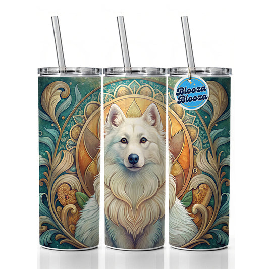 American Eskimo Dog Art Nouveau Skinny Tumbler 20oz with Straw Insulated Water Bottle Gift