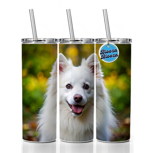 American Eskimo Dog Photo Skinny Tumbler 20oz with Straw Insulated Water Bottle Gift