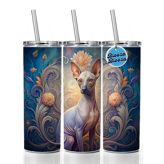 American Hairless Terrier Dog Art Nouveau Skinny Tumbler 20oz with Straw Insulated Water Bottle Gift