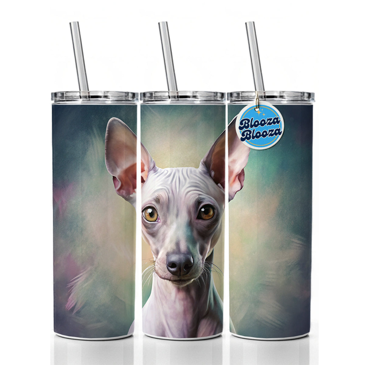 American Hairless Terrier Dog Illustration Skinny Tumbler 20oz with Straw Insulated Water Bottle Gift