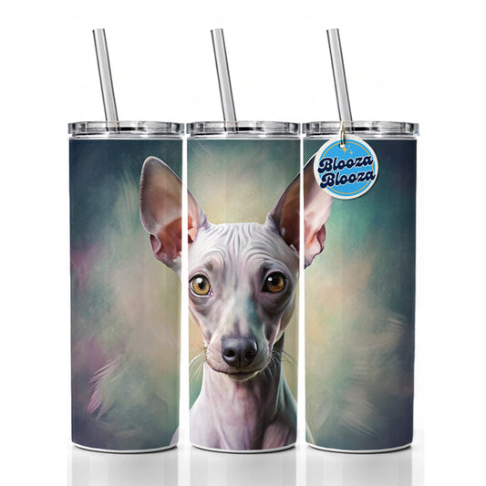 American Hairless Terrier Dog Illustration Skinny Tumbler 20oz with Straw Insulated Water Bottle Gift