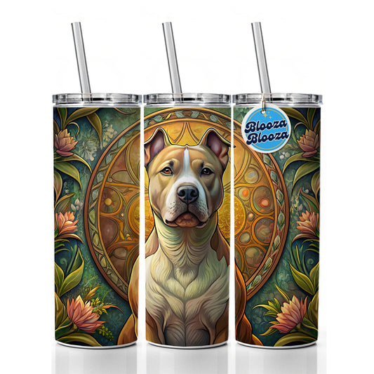 American Staffordshire Terrier Dog Art Nouveau Skinny Tumbler 20oz with Straw Insulated Water Bottle Gift
