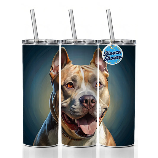 American Staffordshire Terrier Dog Illustration Skinny Tumbler 20oz with Straw Insulated Water Bottle Gift