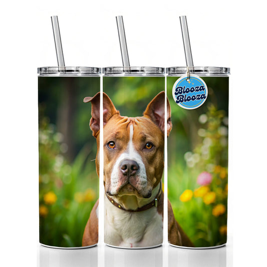 American Staffordshire Terrier Dog Photo Skinny Tumbler 20oz with Straw Insulated Water Bottle Gift