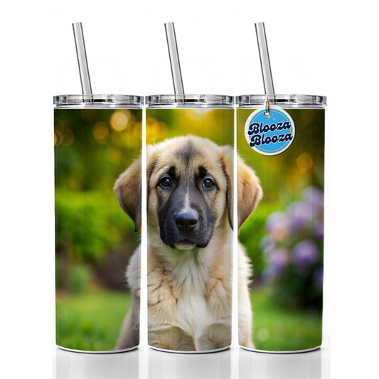 Anatolian Shepherd Dog Puppy Photo Skinny Tumbler 20oz with Straw Insulated Water Bottle Gift