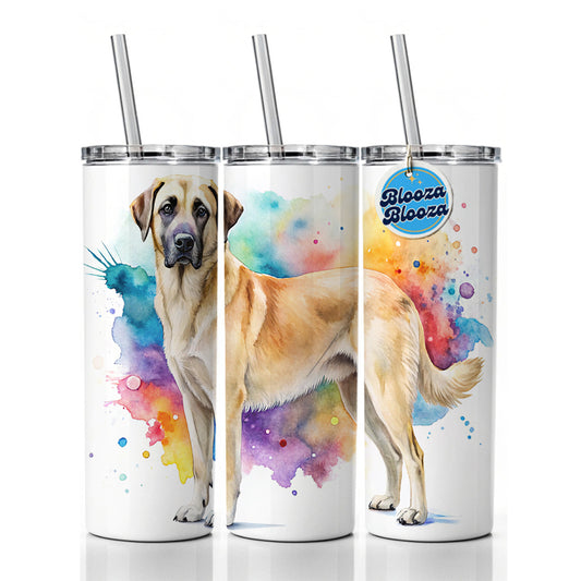 Anatolian Shepherd Dog Watercolor Style Skinny Tumbler 20oz with Straw Insulated Water Bottle Gift