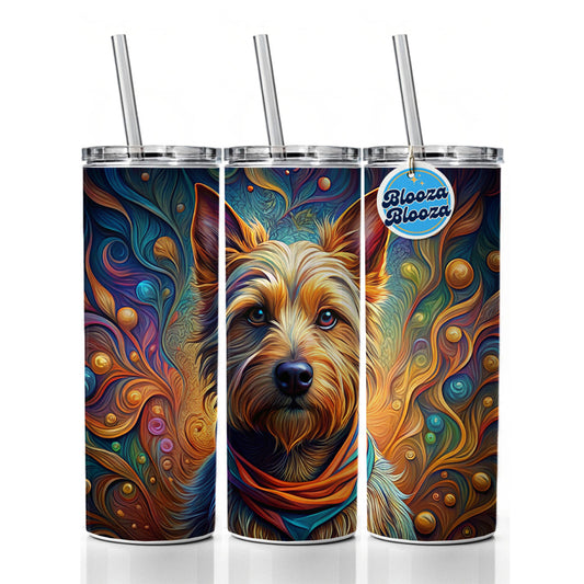 Australian Terrier Dog Art Nouveau Skinny Tumbler 20oz with Straw Insulated Water Bottle Gift