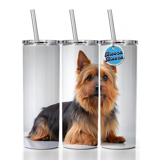 Australian Terrier Dog Photo Skinny Tumbler 20oz with Straw Insulated Water Bottle Gift