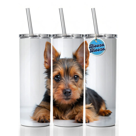 Australian Terrier Dog Puppy Photo Skinny Tumbler 20oz with Straw Insulated Water Bottle Gift