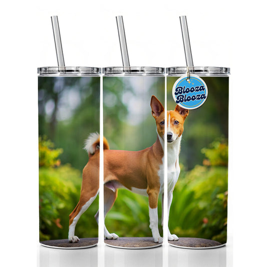 Basenji Dog Photo Skinny Tumbler 20oz with Straw Insulated Water Bottle Gift