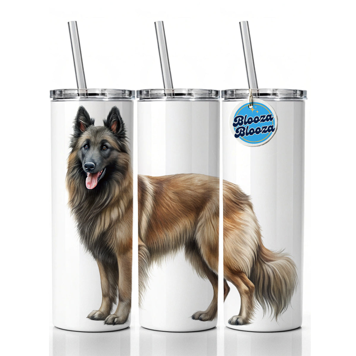 Belgian Tervuren Dog Illustration Skinny Tumbler 20oz with Straw Insulated Water Bottle Gift