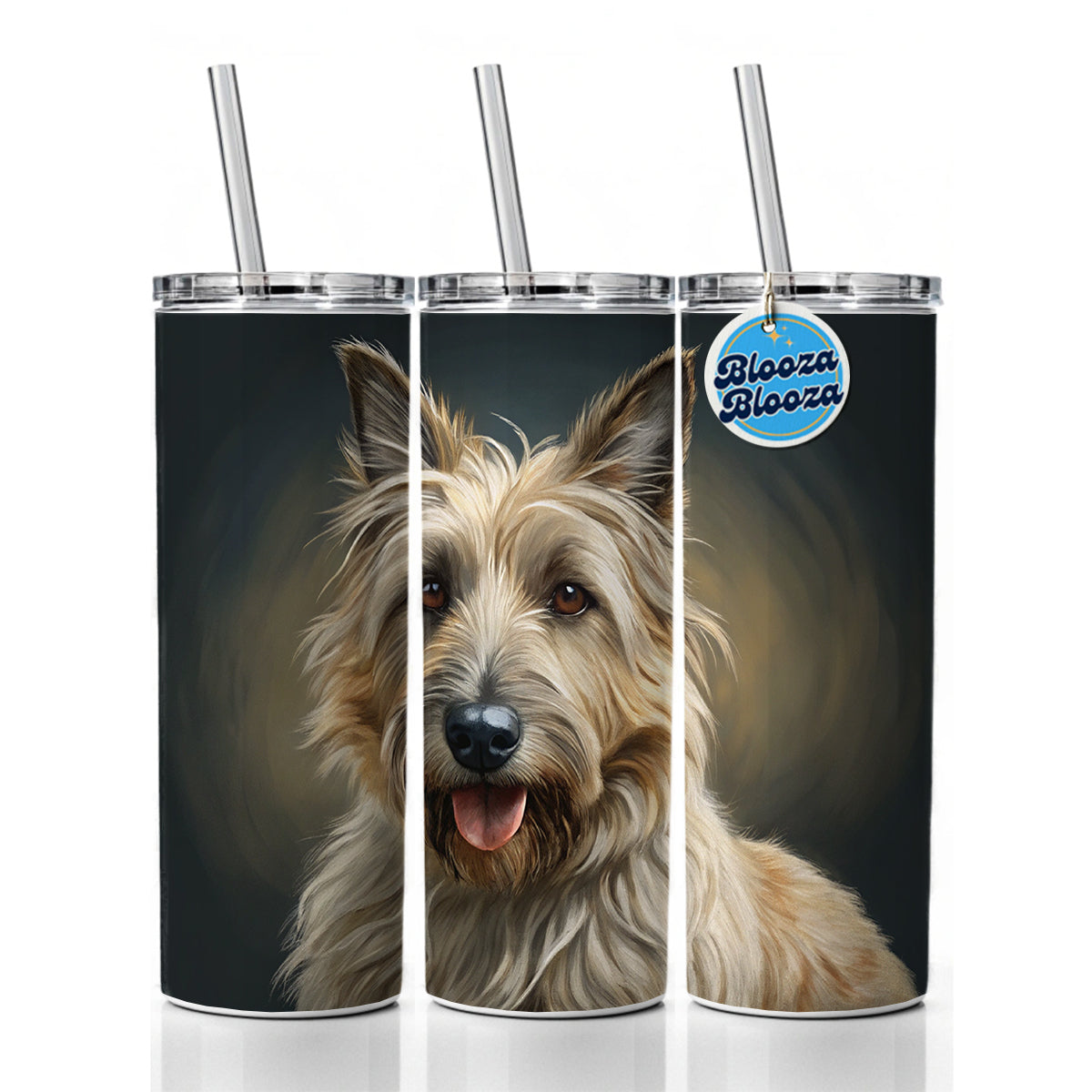 Berger Picard Dog Illustration Skinny Tumbler 20oz with Straw Insulated Water Bottle Gift
