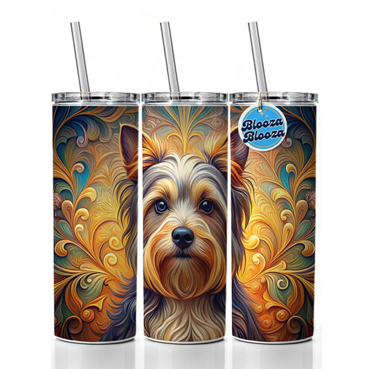 Biewer Terrier Dog Art Nouveau Skinny Tumbler 20oz with Straw Insulated Water Bottle Gift