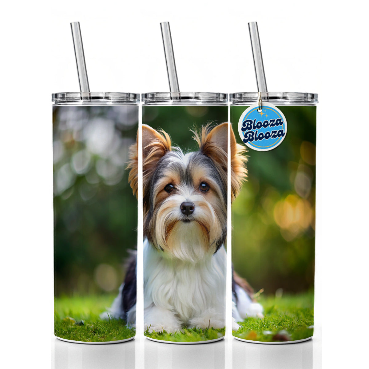 Biewer Terrier Dog Photo Skinny Tumbler 20oz with Straw Insulated Water Bottle Gift