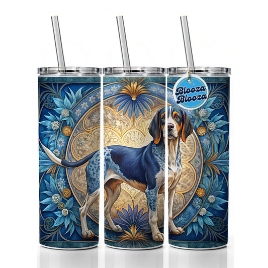 Bluetick Coonhound Dog Art Nouveau Skinny Tumbler 20oz with Straw Insulated Water Bottle Gift