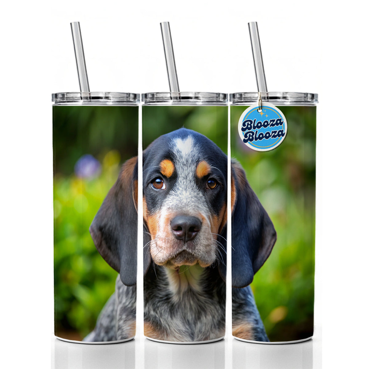 Bluetick Coonhound Dog Puppy Photo Skinny Tumbler 20oz with Straw Insulated Water Bottle Gift