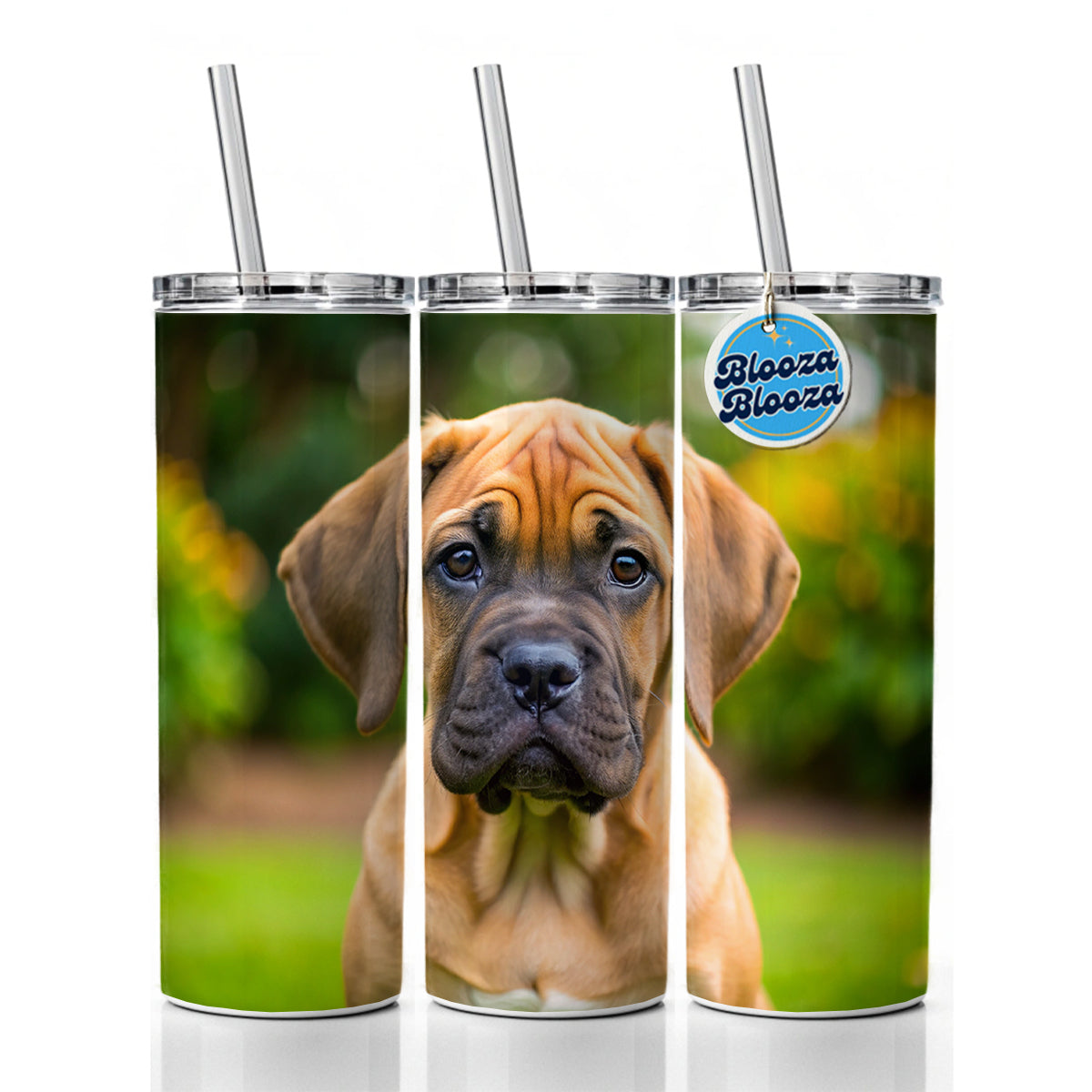 Boerboel Dog Puppy Photo Skinny Tumbler 20oz with Straw Insulated Water Bottle Gift