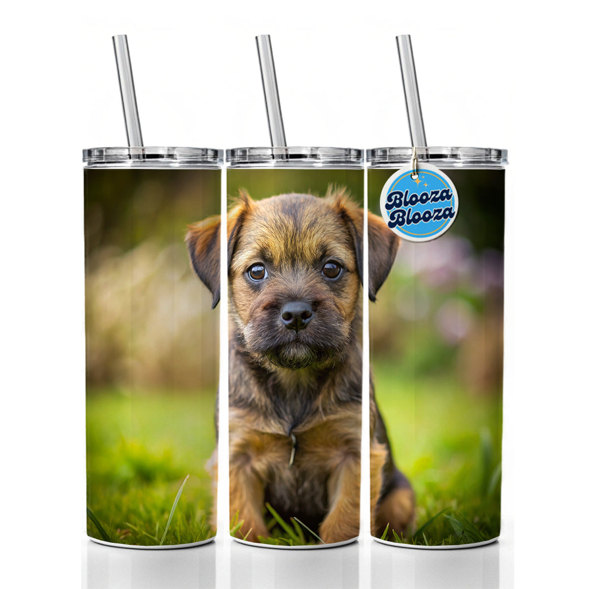 Border Terrier Dog Puppy Photo Skinny Tumbler 20oz with Straw Insulated Water Bottle Gift