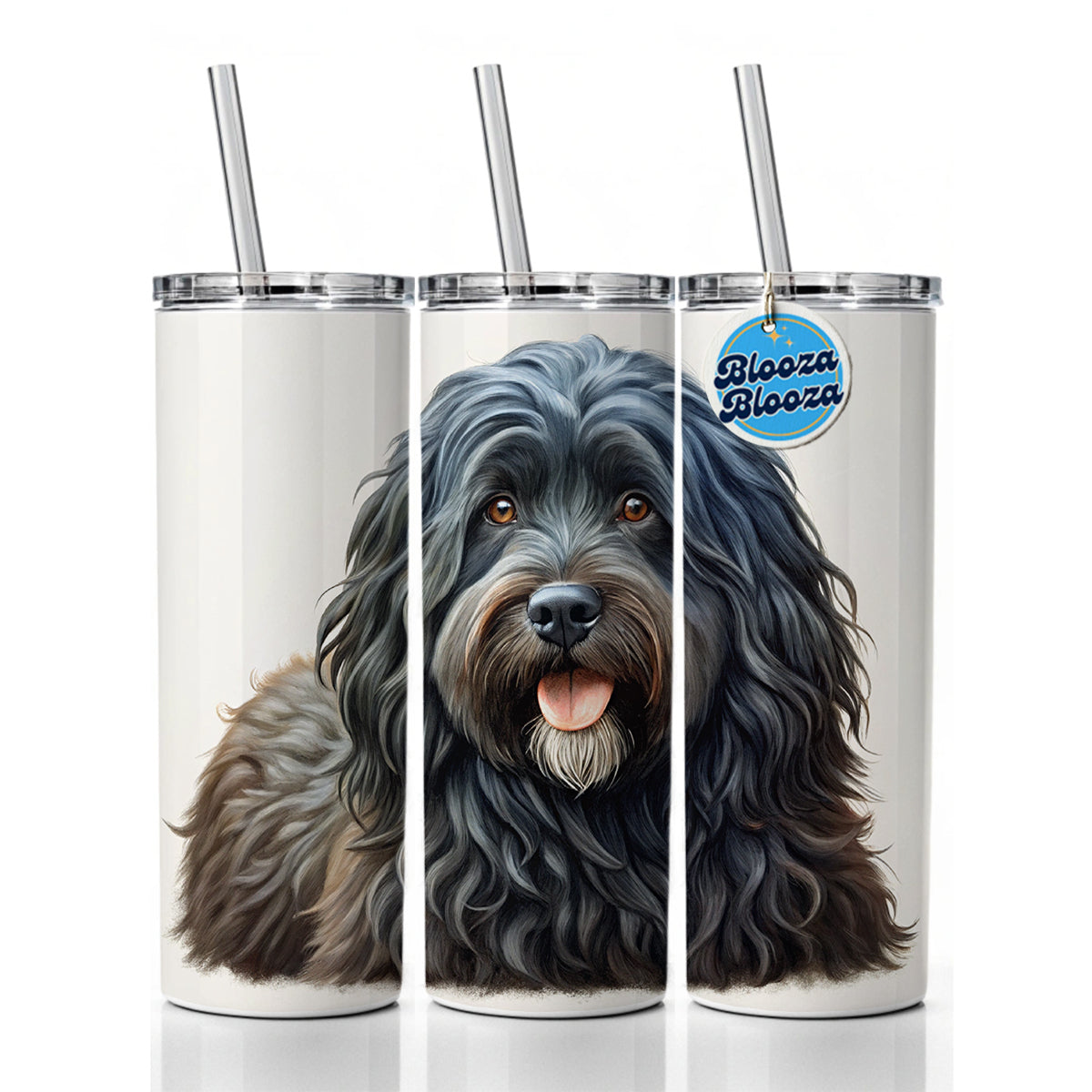 Bouviers Des Flandres Dog Illustration Skinny Tumbler 20oz with Straw Insulated Water Bottle Gift